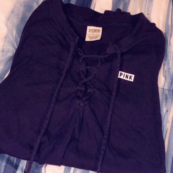 Dark Purple Tie Up Canpus Tee Shirt - Picture 3 of 5